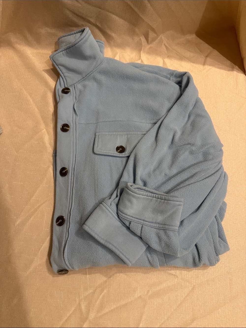 Light Blue Fleece Button-Up Jacket
